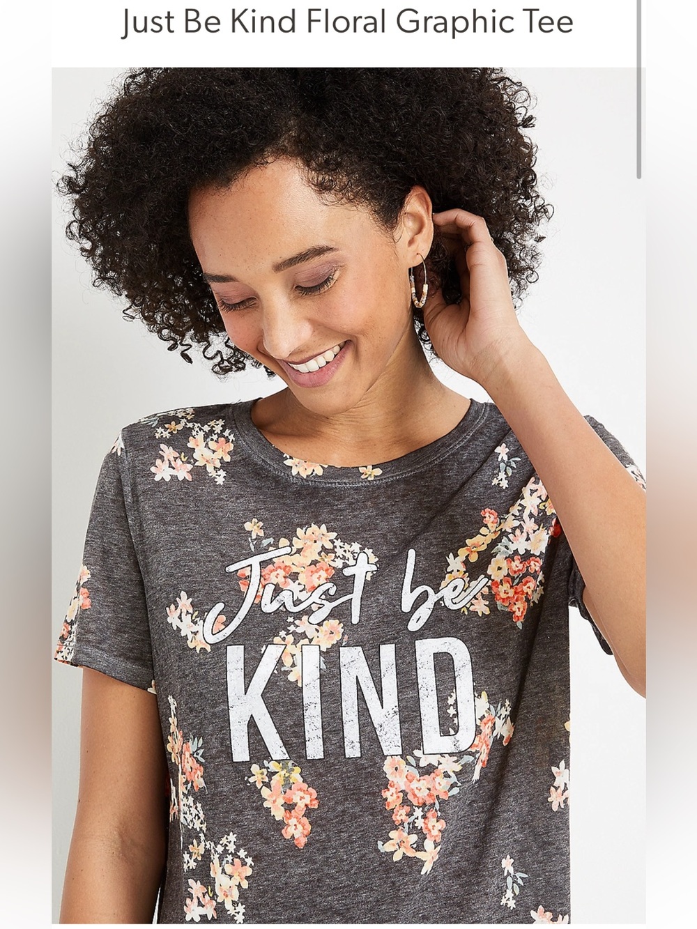 🆕 NWT Maurices Just Be Kind Floral Graphic Tee, L